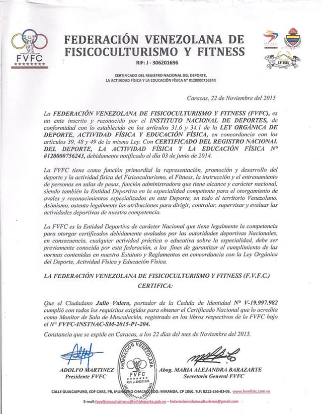 FVFC Certificado